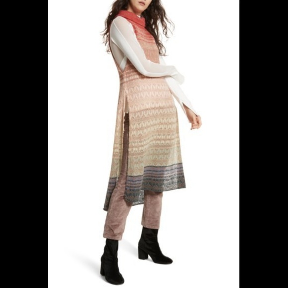 Anthropologie Sweaters - FREE PEOPLE Rose Gold Rainbow Tunic L